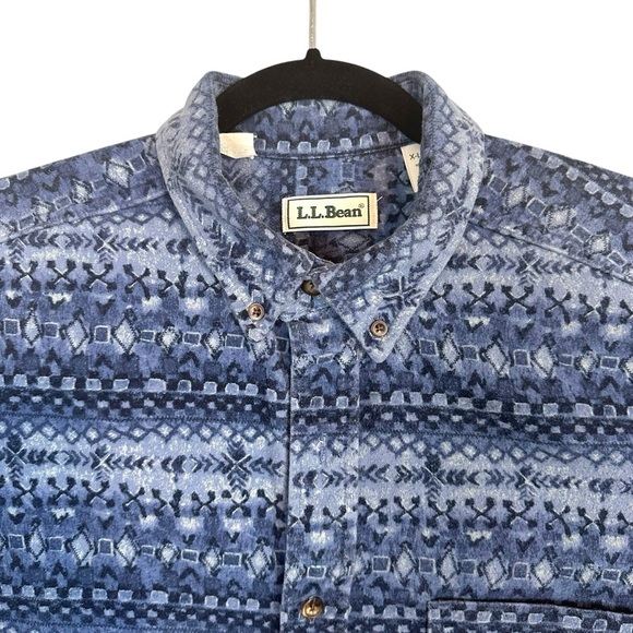 L.L. Bean Mens XL Aztec Chamois Shirt USA Made Vintage Rugged Cabincore Flannel - Picture 3 of 12